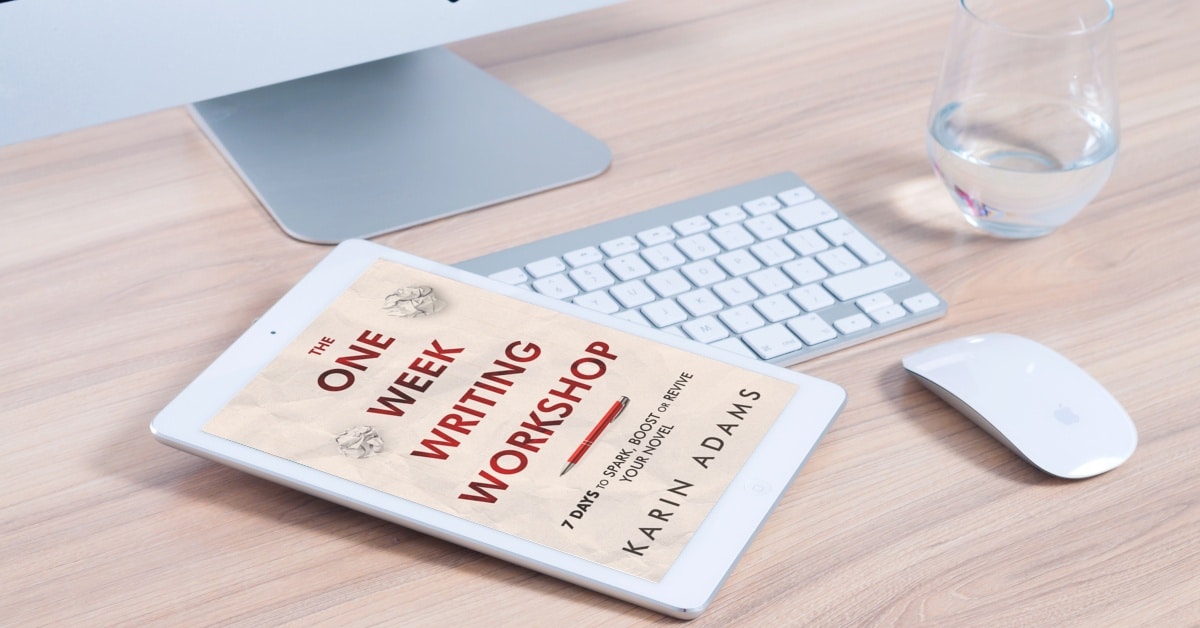 iPad on desk while reading the one week writing workshop book